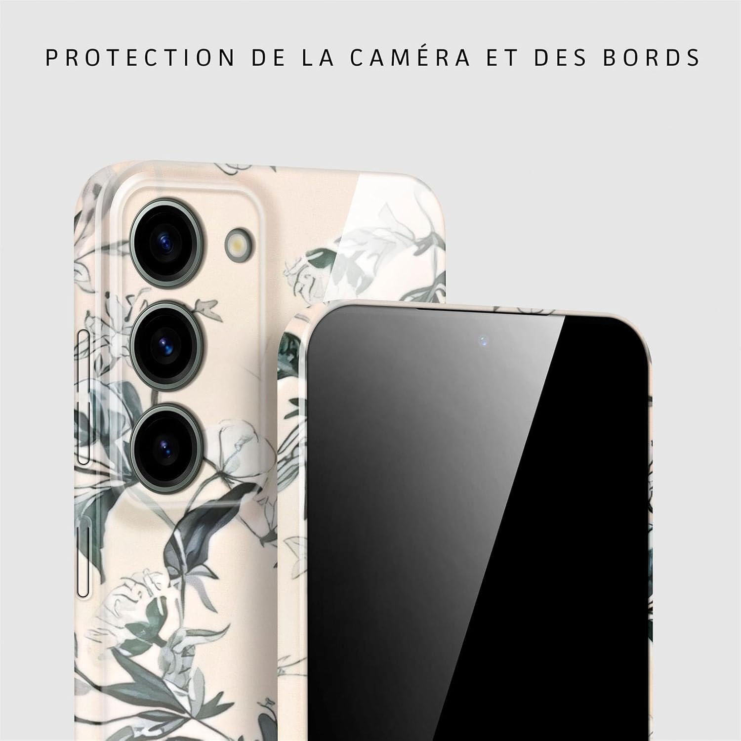 Thumbnail 1 de ONEFLOW Coque de protection rigide fine pour Samsung Galaxy S23 – motif floral, beige crème