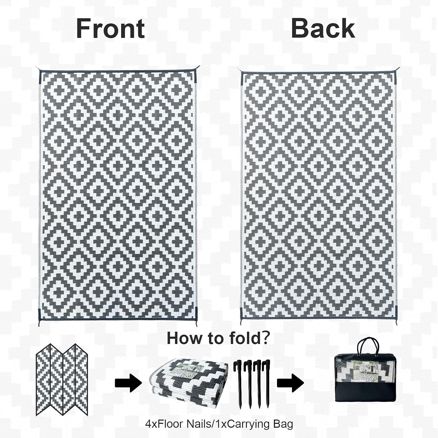 Thumbnail 3 de CHOSHOME Outdoor Rug Waterproof Garden Rug 150x240cm