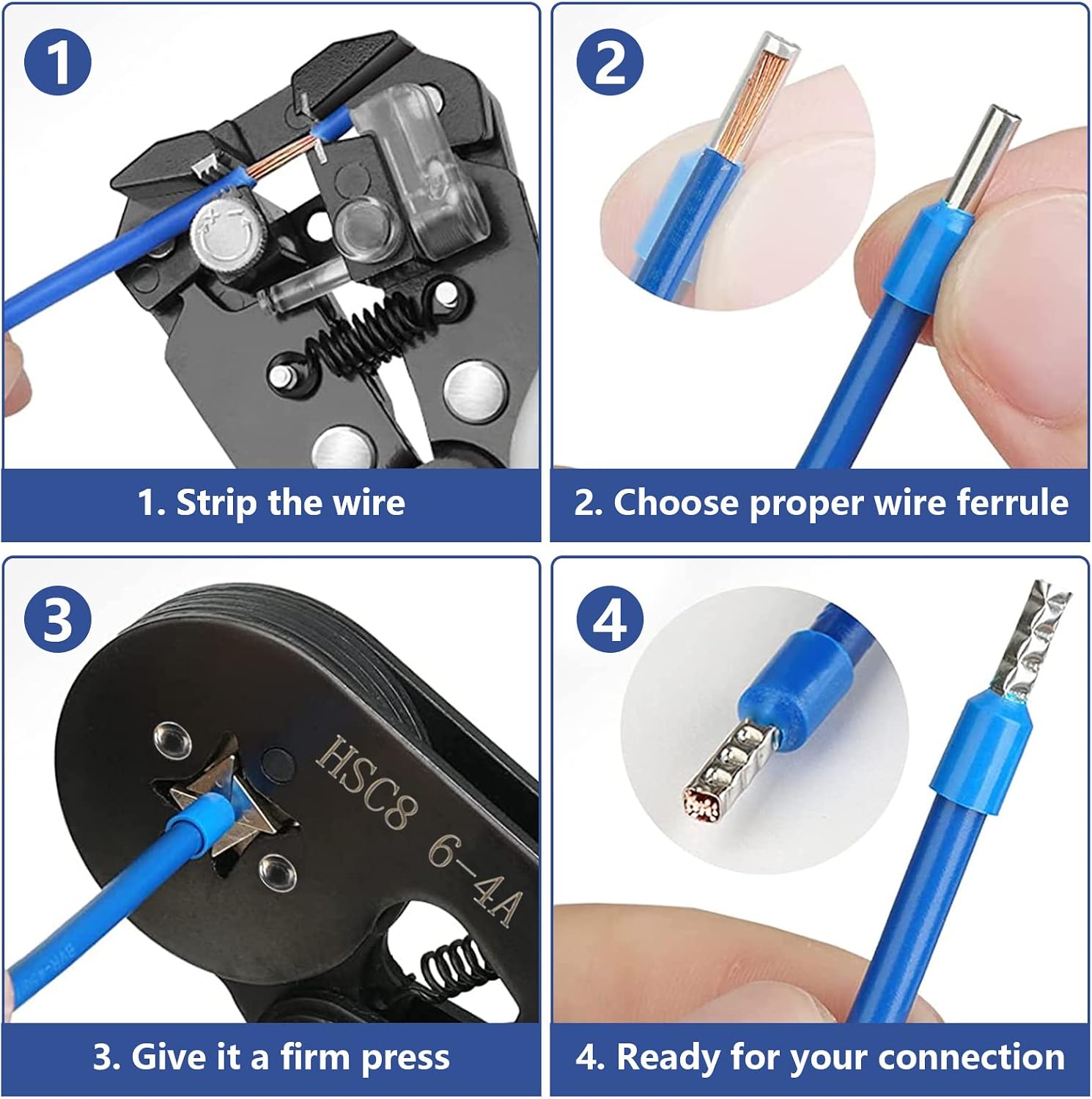 Detalle de Miiepls Aderendhülsen Set + Crimpzange Set – 1250 Stück, 0,25–10 mm², mit Sortierbox