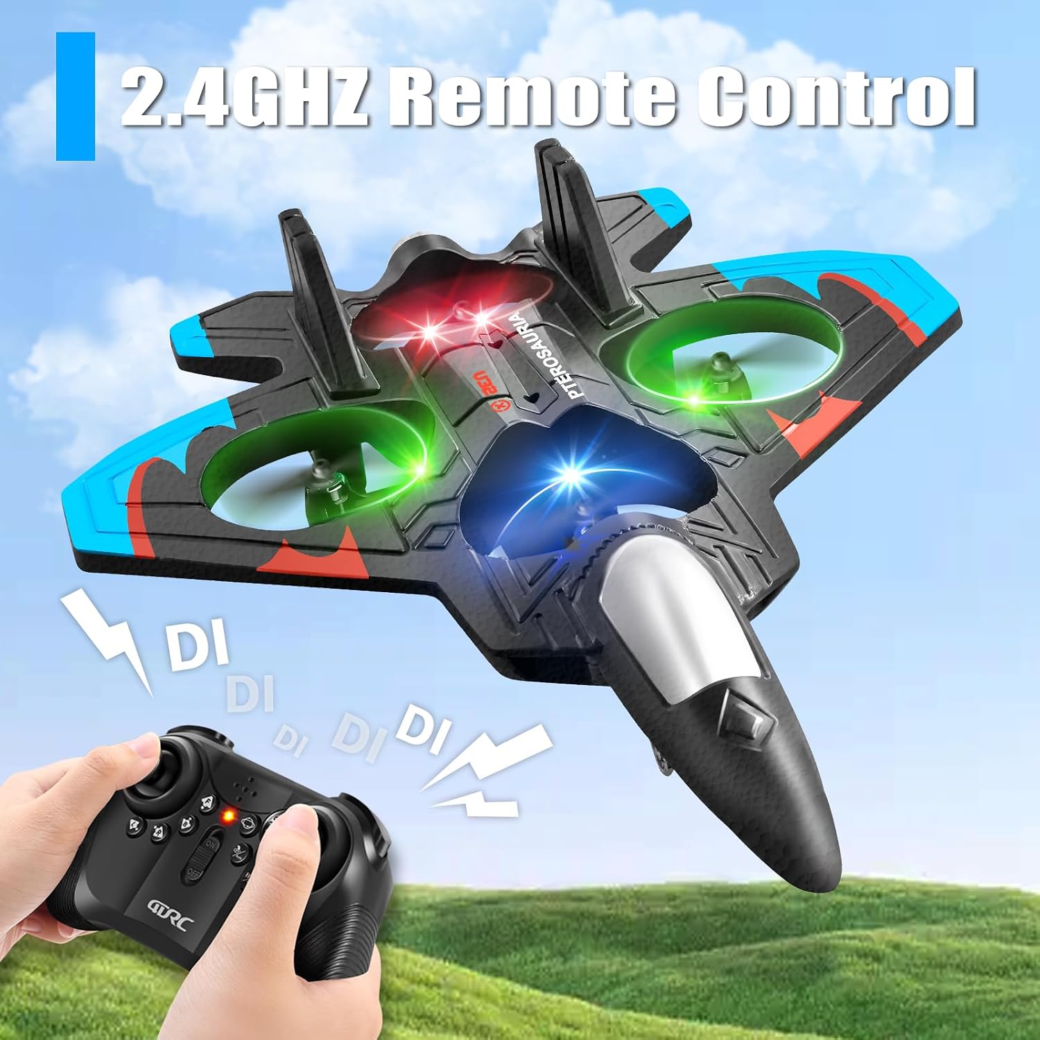 Detalle 2 de 4DRC V32 Foam RC Airplane with LED Lights, 360° Flips and Stunt Rolls