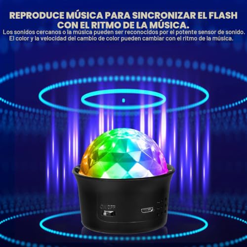 Thumbnail 3 de URAQT Bola de discoteca RGB recargable, 2 unidades con activación por sonido