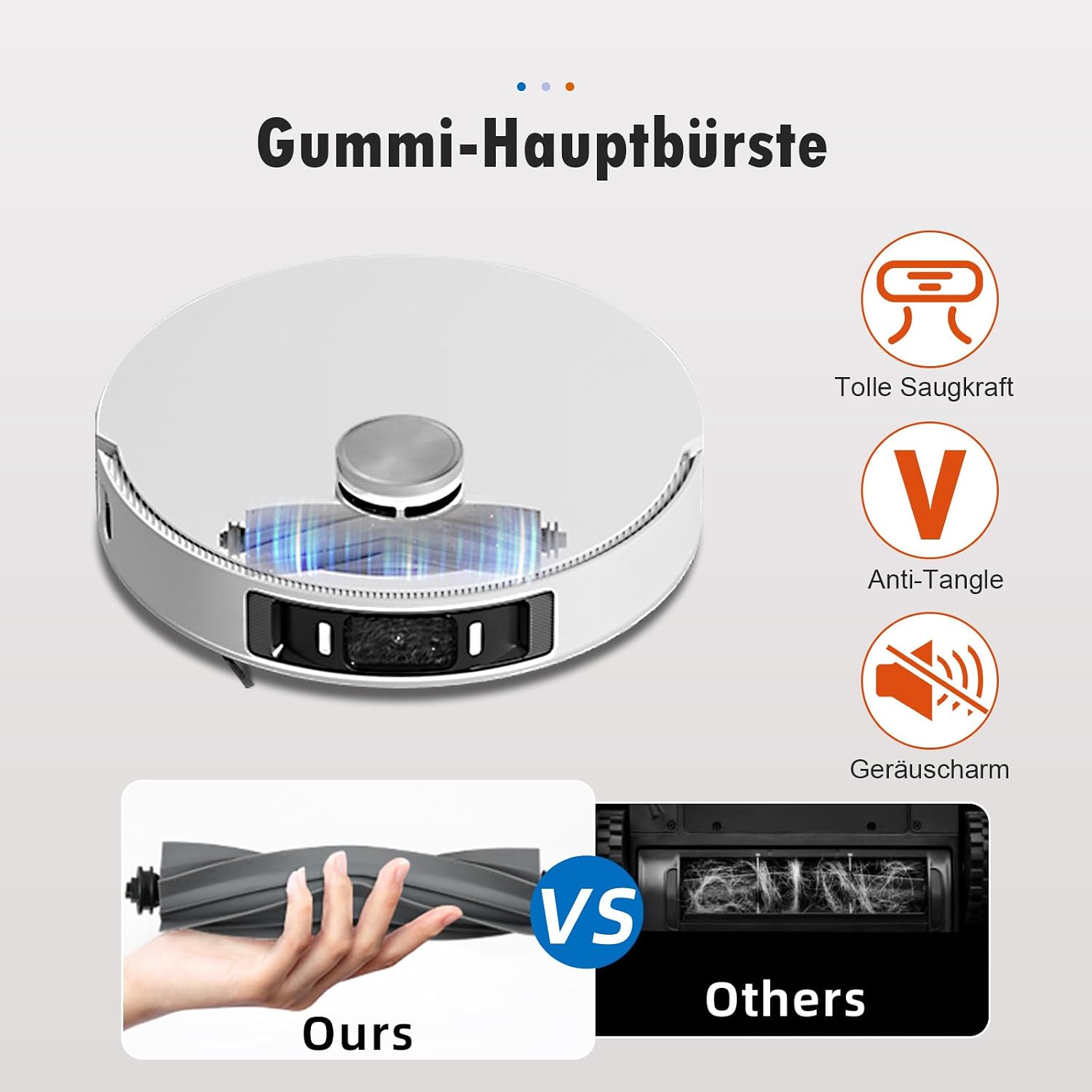Detalle de 2 Stück Hauptbürste Ersatz aus Gummi für Dreame X40 Ultra, L10s Ultra und weitere Modelle