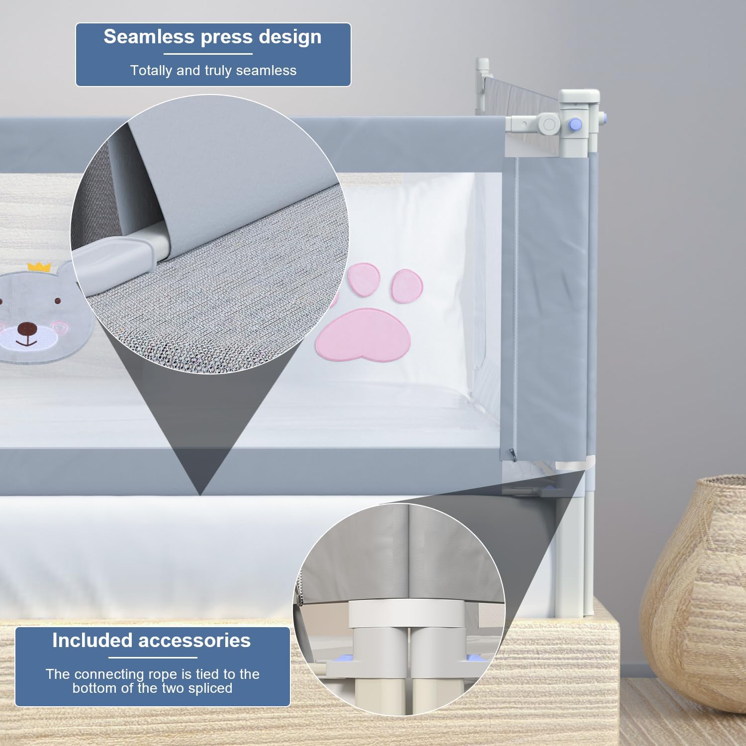 Thumbnail 3 de SWANEW Barriera per letto 180 cm – Barriera pieghevole per bambini, protezione e facilità di montaggio