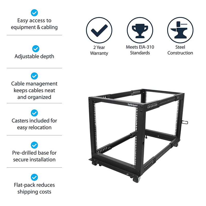 Detalle 2 de Startech 4POSTRACK12U rack 12U ajustable 22–40"