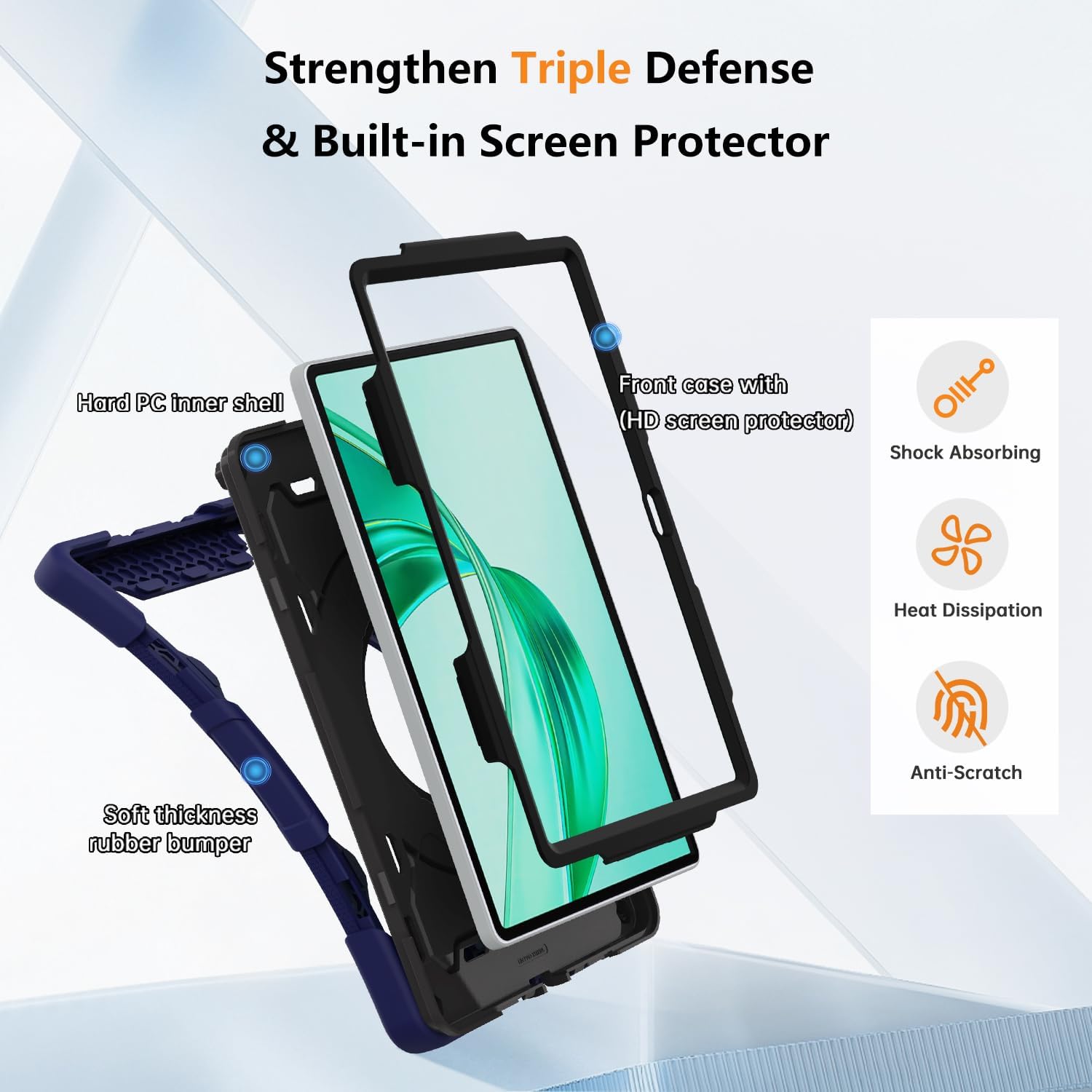 Thumbnail 3 de ROSROME for Honor Pad X8a 11 inch (2024) Case with HD screen protector – Navy Blue