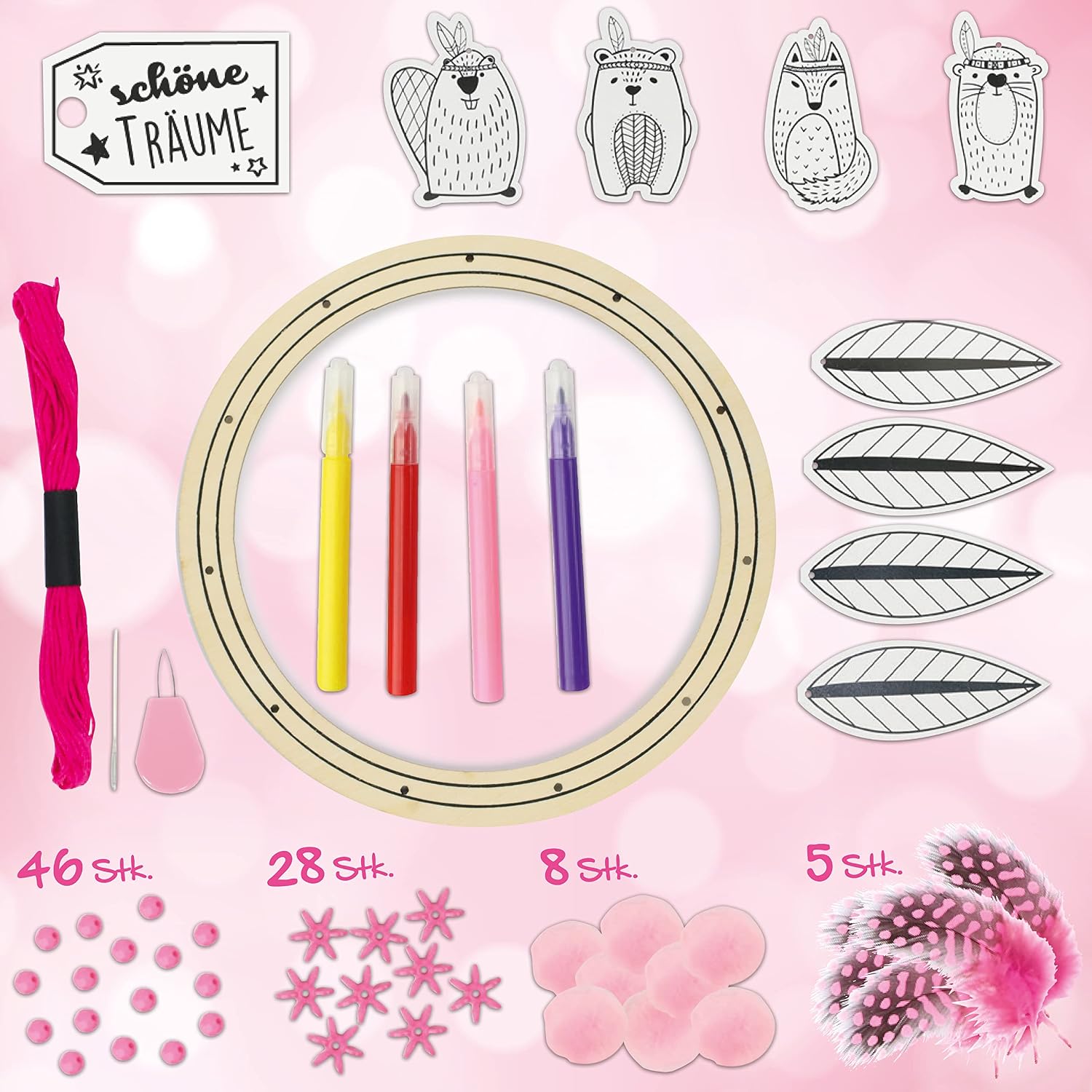 Detalle de Creanino roze dromenvangerset voor kinderen om zelf te maken