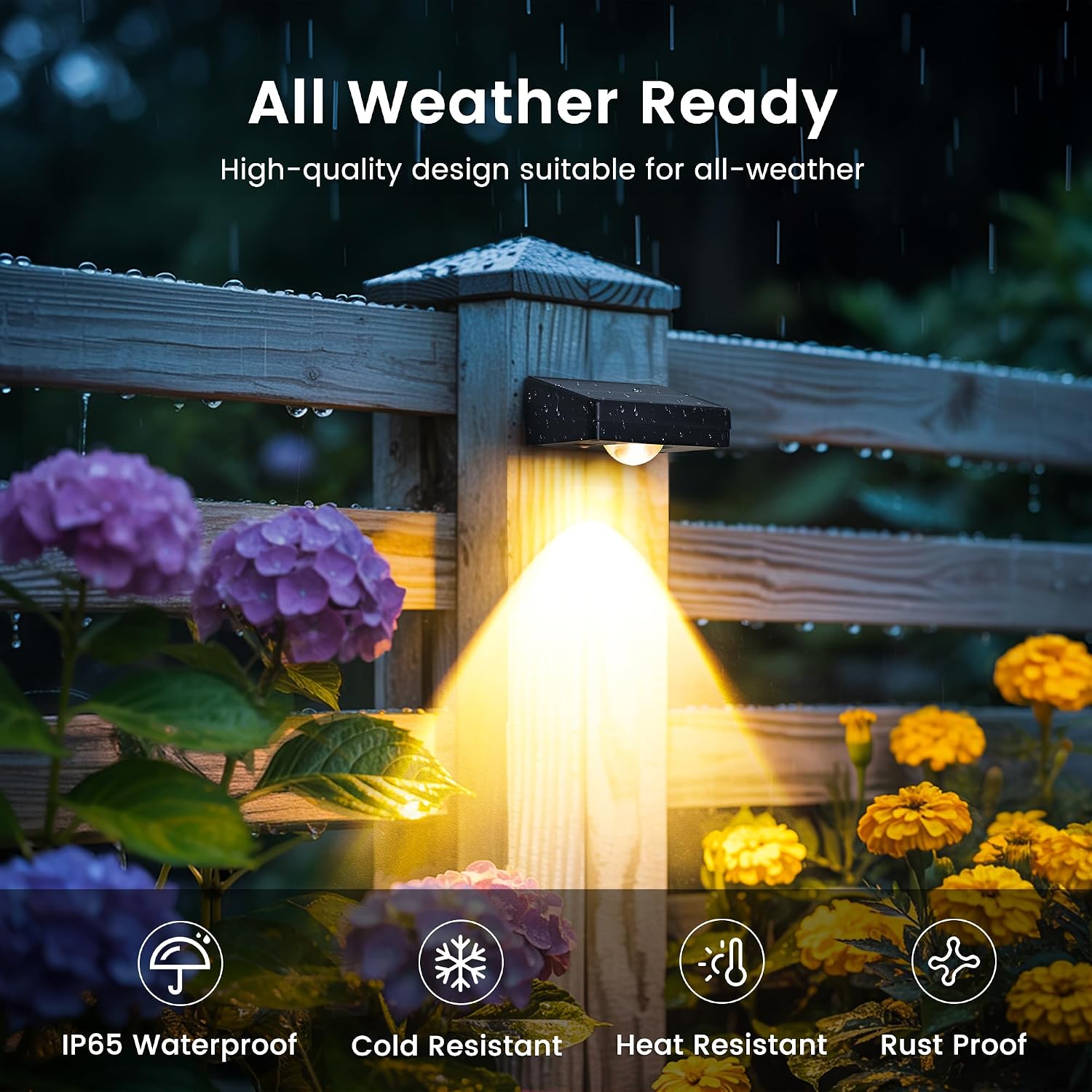 Detalle de AUDERWIN 11353 Solar Fence Lights, 20-Pack, 3 Colour Temperatures, IP65