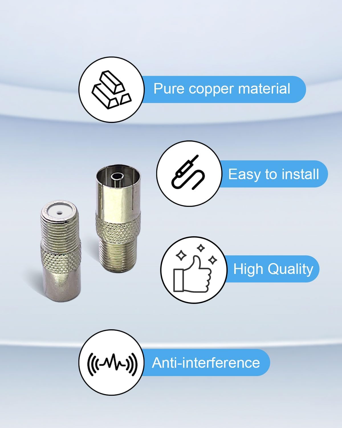 Thumbnail 6 de SEYUGOPTI 2Pcs F to TV Adapter (F female to TV PAL male/female) for coax, satellite and digital TV setups
