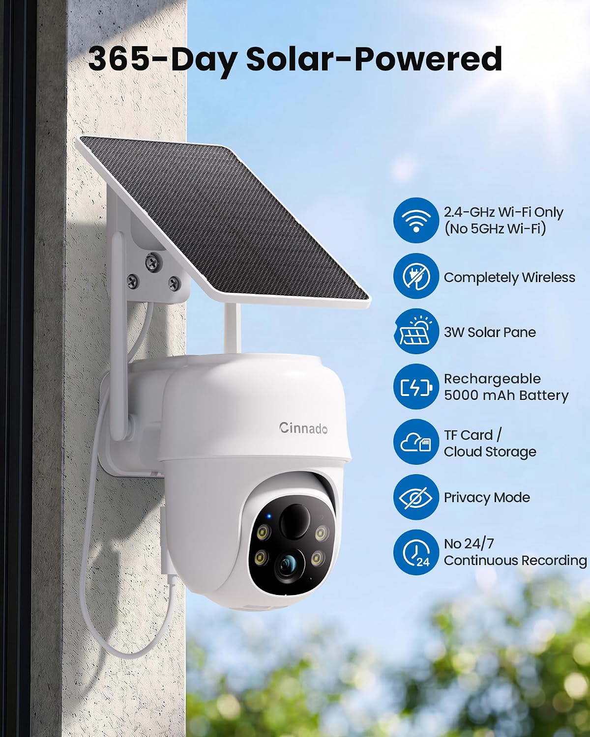 Thumbnail 2 de Cinnado Solar Security Camera 2K with PIR detection