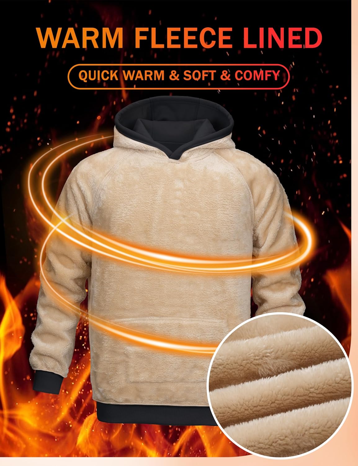 Detalle de TACVASEN Sherpa Hoodie Fleece Lined