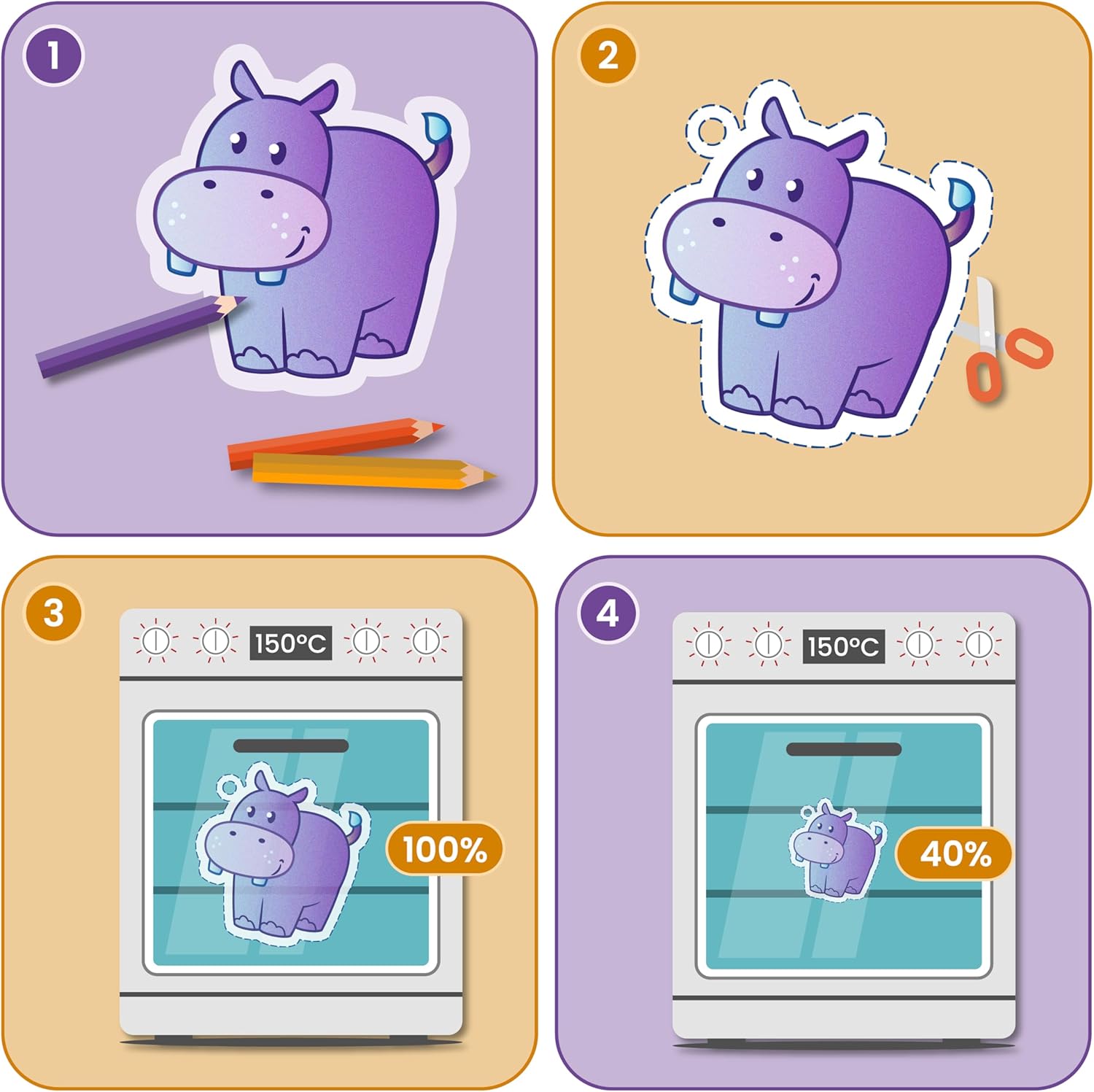 Thumbnail 3 de Smowo® Schrumpffolien-Set mit Schlüsselanhänger – 10 Stück schrumpfende Folie im A4-Format (matt transparent)