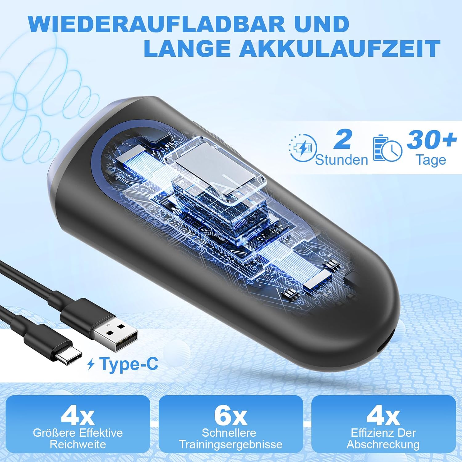 Detalle de Anti-Bell Gerät für Hunde – Ultraschall-Multimodus mit 15 m Reichweite, tragbar und wiederaufladbar