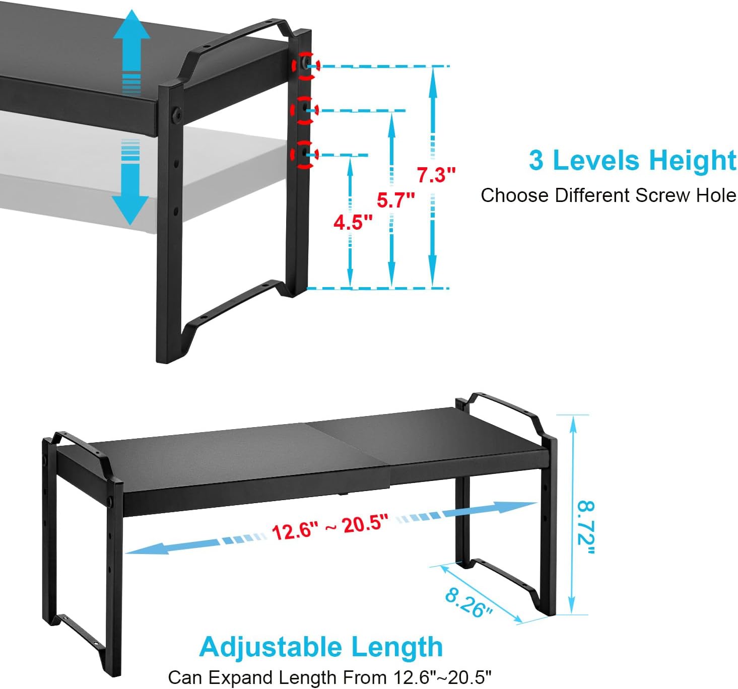 Detalle 2 de Expandable Cabinet Countertop Shelves 2-Pack