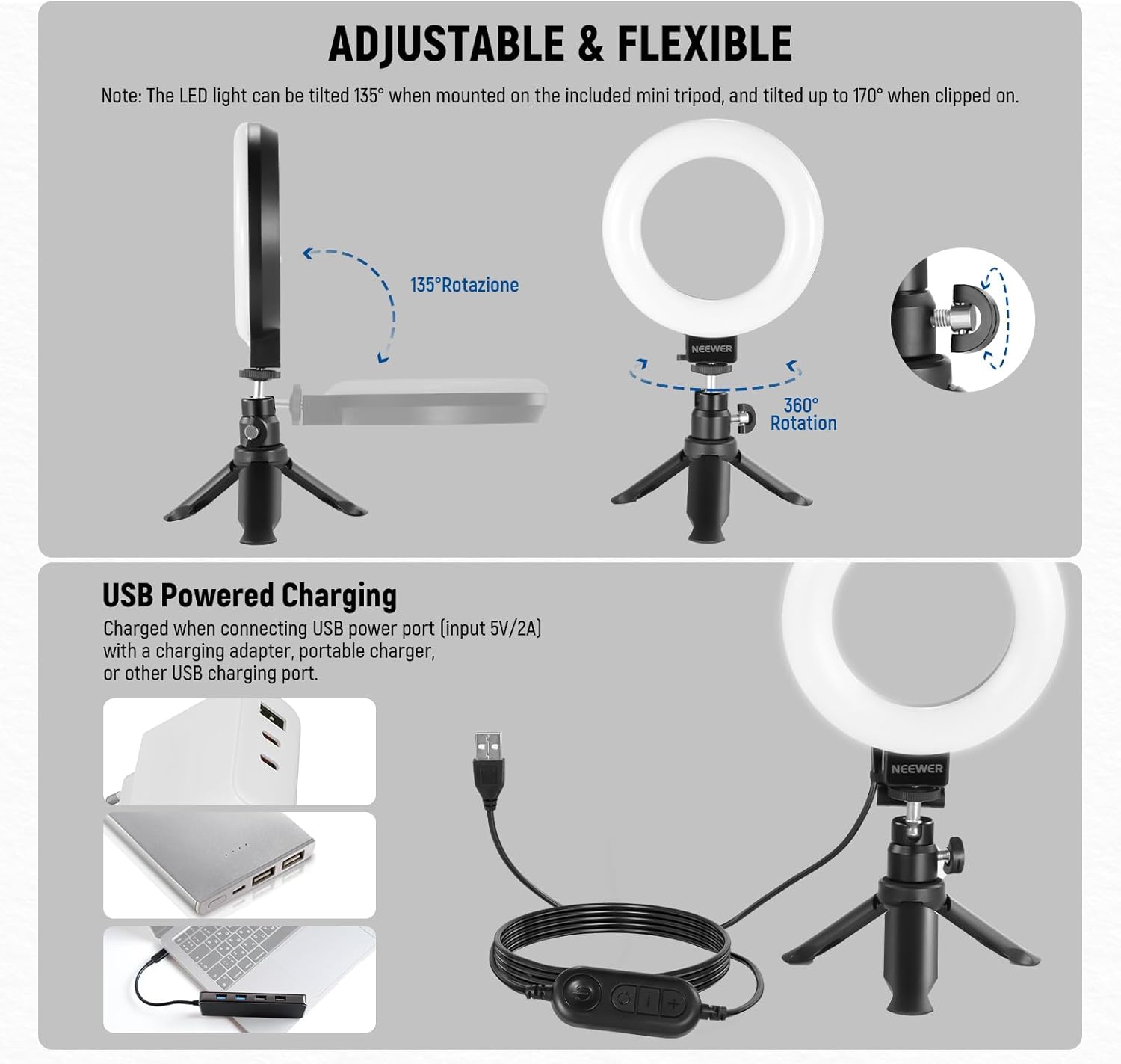 Thumbnail 6 de NEEWER BASICS BR60 5" Ring Light (clip-on) for video calls and desk filming