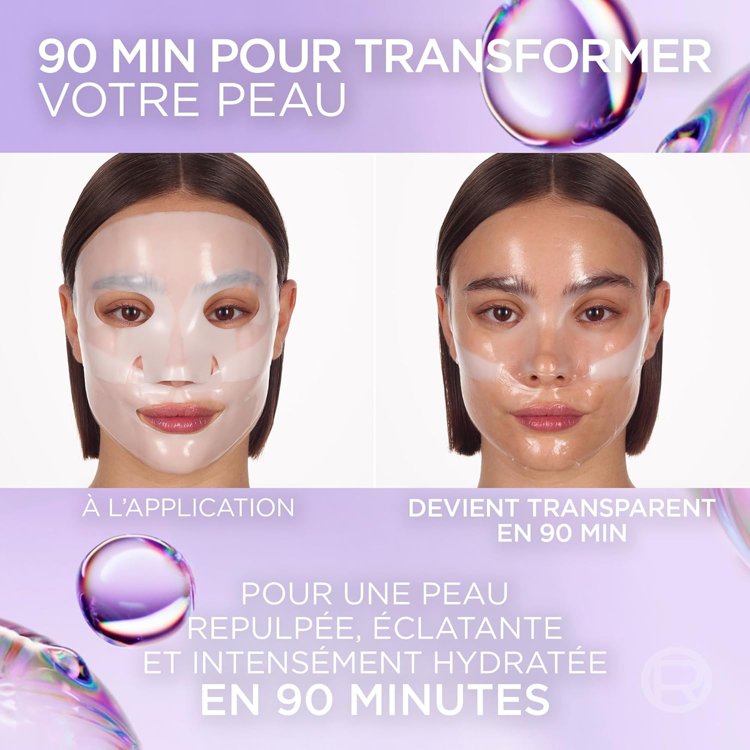 Detalle de L’Oréal Paris Revitalift Filler Glass Skin – Masque Hydrogel Visage (Lot de 4, 50 ml chacun)
