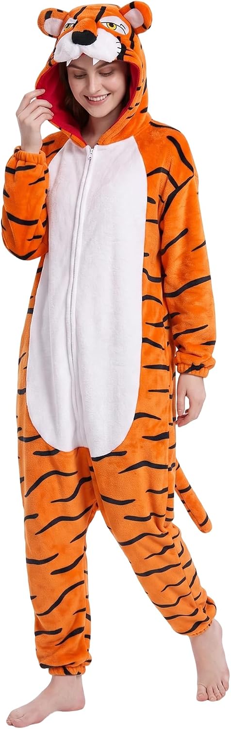 Detalle de Hundredmore Adult Animal Onesie Pajamas, Plush One-Piece with Hood and Pockets