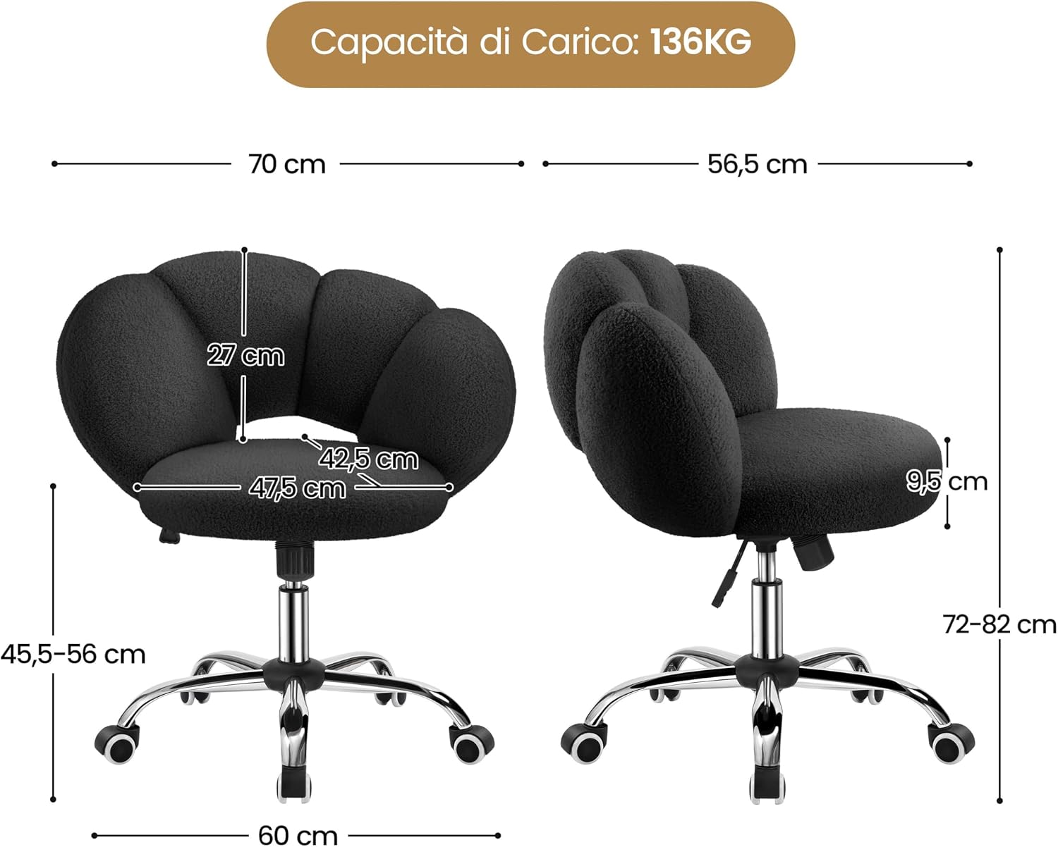 Detalle 2 de Yaheetech Sedia da ufficio ergonomica