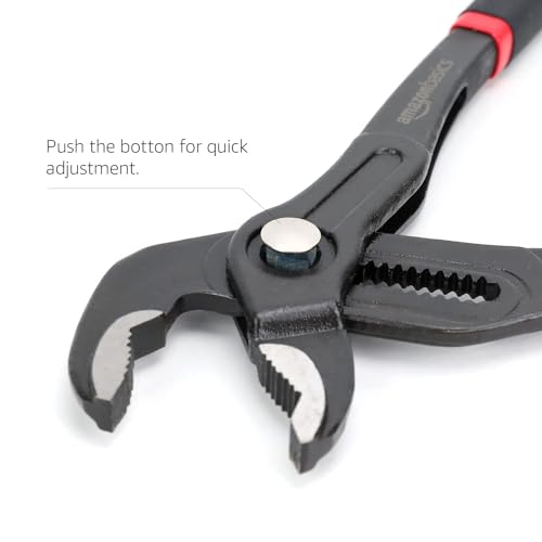 Detalle de Pince à pompe à eau à dégagement rapide Amazon Basics – mors coulissant rainuré 12 po, noir