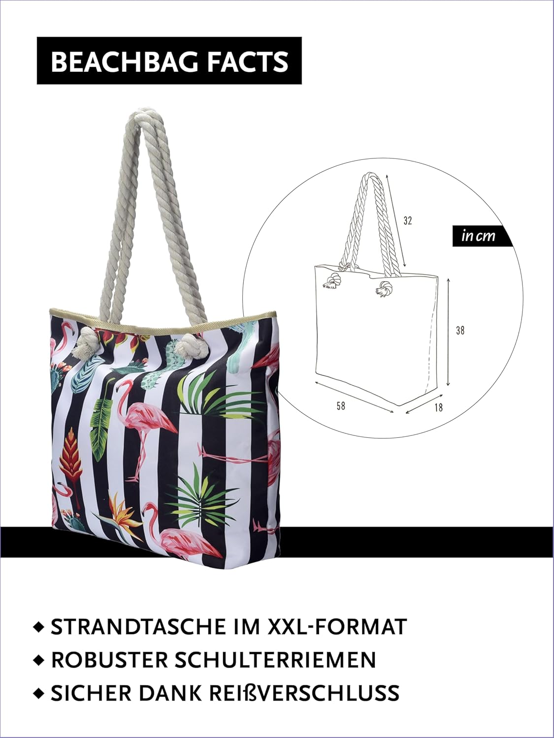Thumbnail 1 de DonDon Strandtasche XXL mit Reißverschluss – Umhängetasche Damen im Beach Look