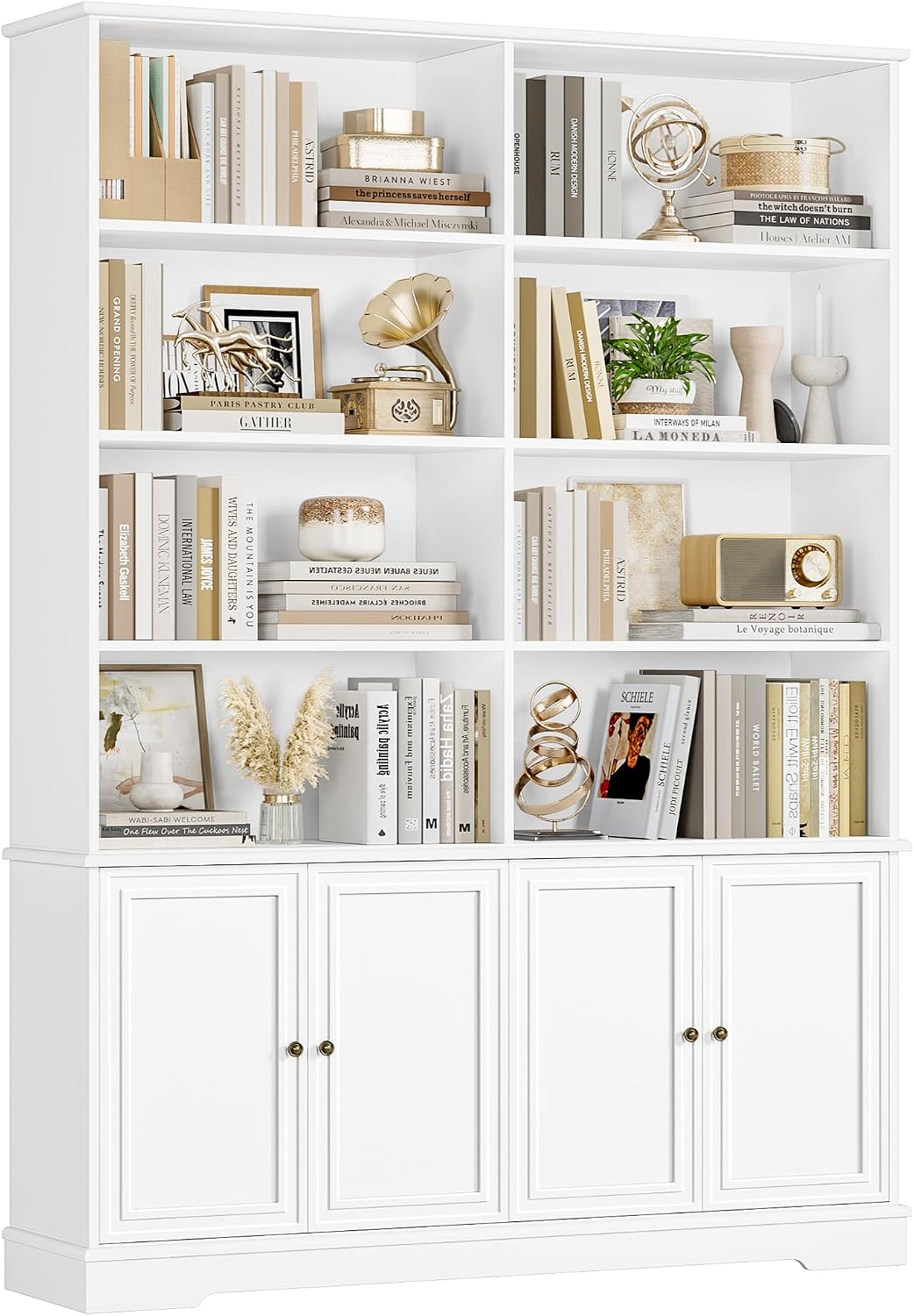Detalle de FirFurd P506 Bookcase with 4 Doors, 12 Shelves and White Finish
