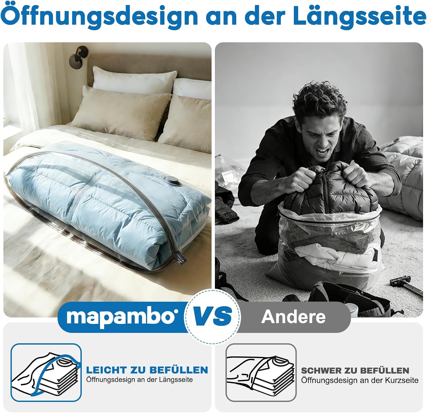 Thumbnail 5 de Reise Vakuumbeutel für Kleidung mit kabelloser Elektropumpe – 15 Stück in drei Größen (40×50, 40×60, 50×60 cm)