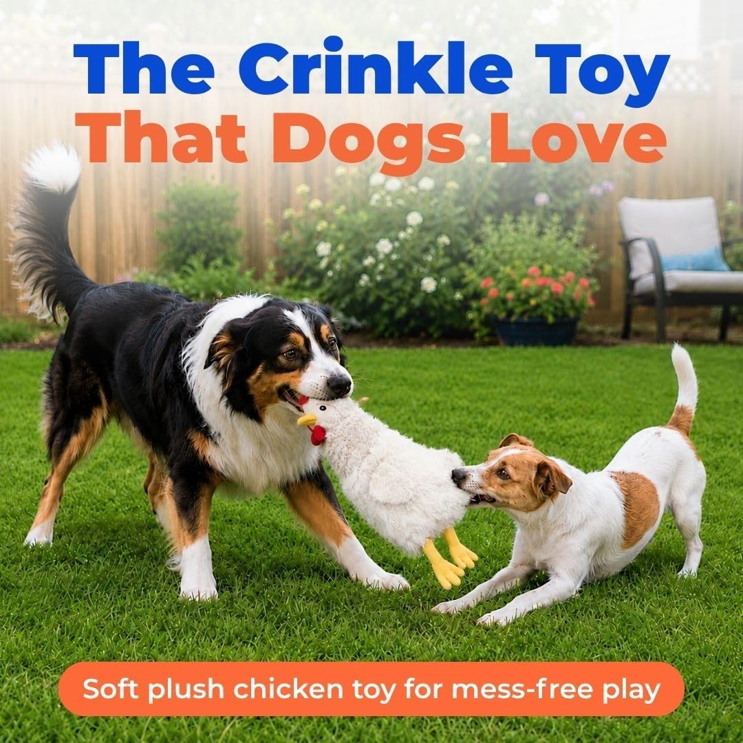 Detalle 2 de Best Pet Supplies PT601-BG Squeaky Dog Toy, Beige Crinkle Chicken
