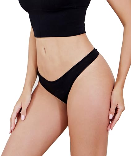 Thumbnail 2 de Channo Tangas de Algodón para Mujer – Pack de 6 (Negro/Beige, Talla L/XL)