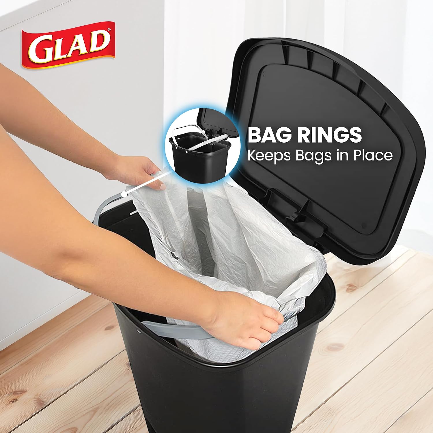Detalle 1 de Glad 13-Gallon Plastic Step Trash Cans, 2-Pack with Clorox Odor Protection