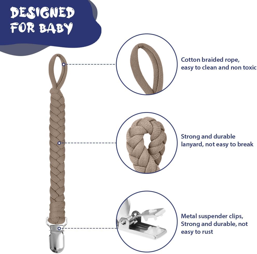 Thumbnail 2 de Aolso Dummy Clips Pacifier Chain (4-pack) with silicone ring adapters and clip holders