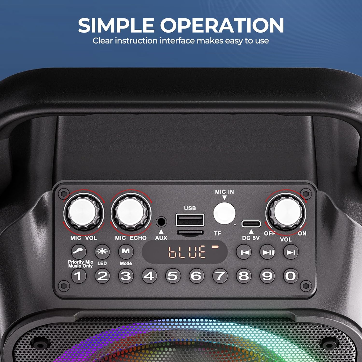 Detalle 1 de Ankuka karaokemachine met 2 draadloze microfoons, Bluetooth en TWS