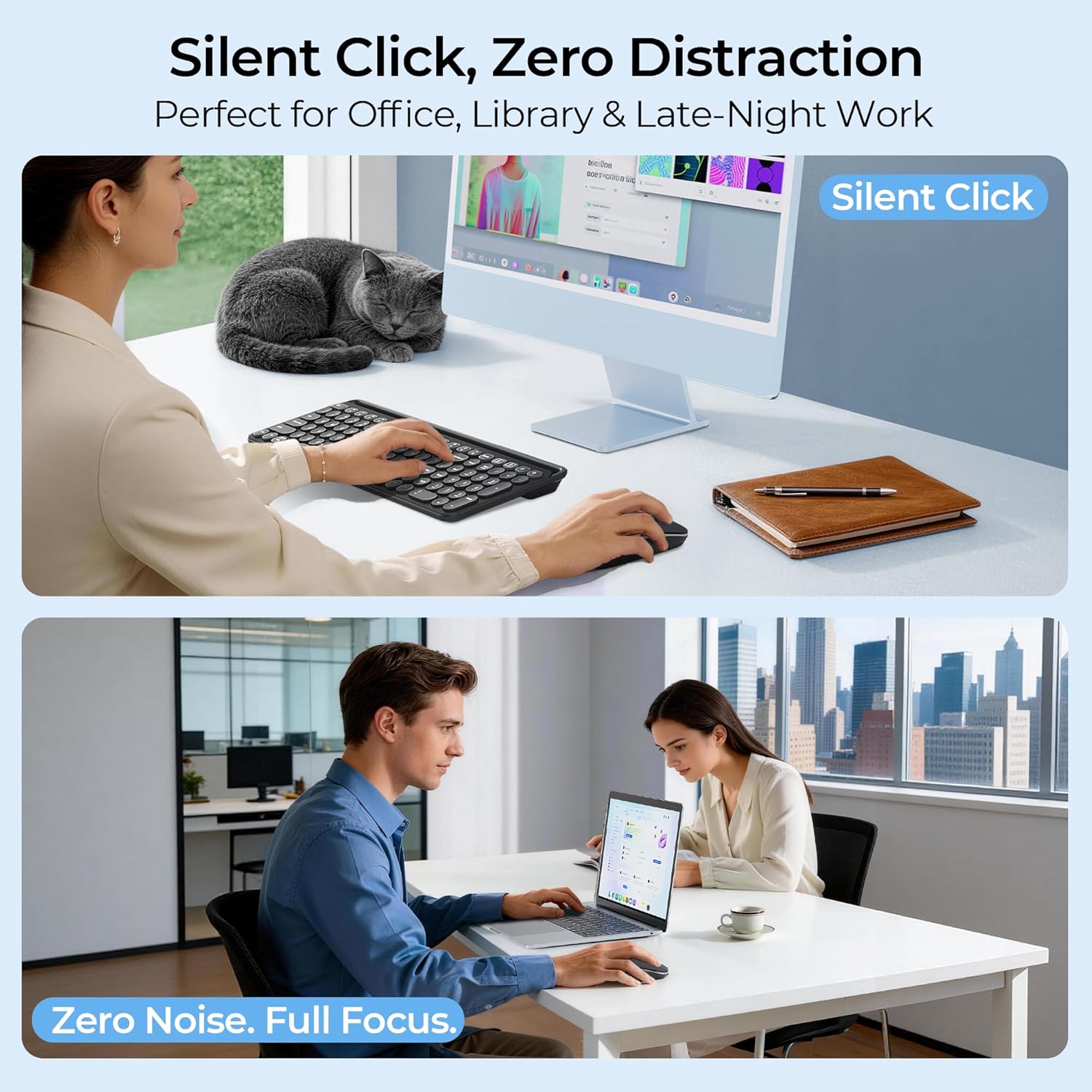 Thumbnail 2 de Seenda MOU001 Rechargeable Silent Bluetooth Wireless Mouse – 3-Device Connectivity