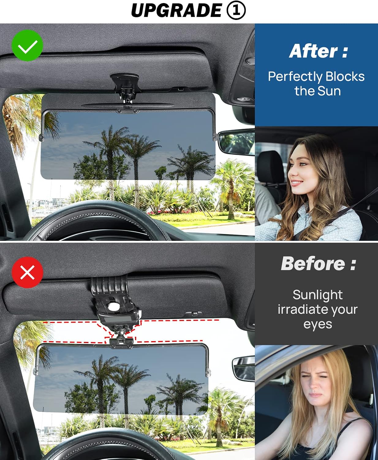 Detalle 2 de JOYTUTUS Polarized Car Sun Visor Extender, 2-Pack
