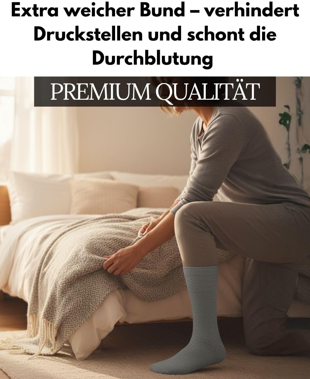 Detalle de sockenkauf24 Diabetikersocken ohne Gummibund & ohne Naht – 97% Baumwolle (6 Paar)