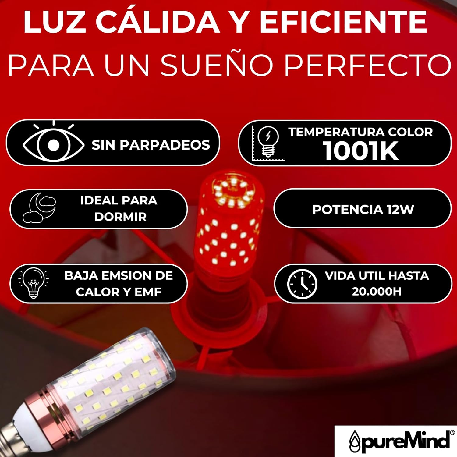 Thumbnail 5 de Puremind Luz Roja E14 625–630nm