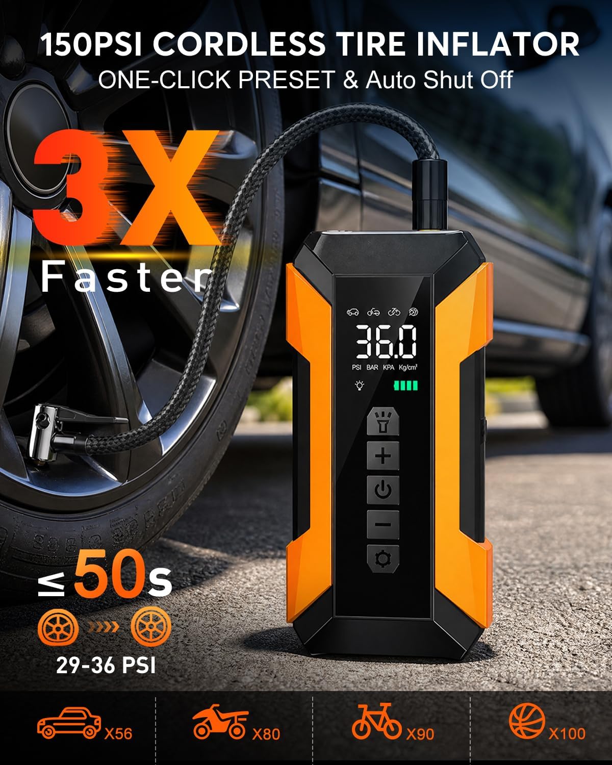 Thumbnail 3 de Jump Starter Power Pack with Air Compressor 8000mAh 150 PSI – 12V Car Battery Booster Jump Starter and Portable Air Pump