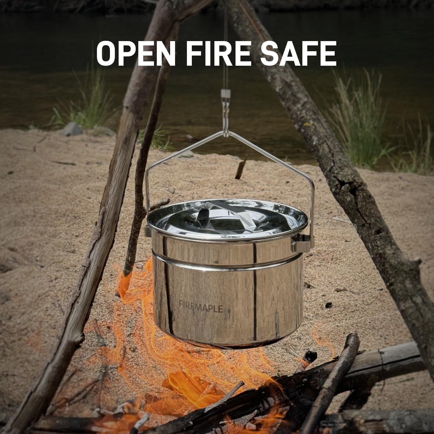 Detalle 2 de Fire-Maple Antarcti kampeerpan van SUS304-staal, 1,8 liter met stoominzet