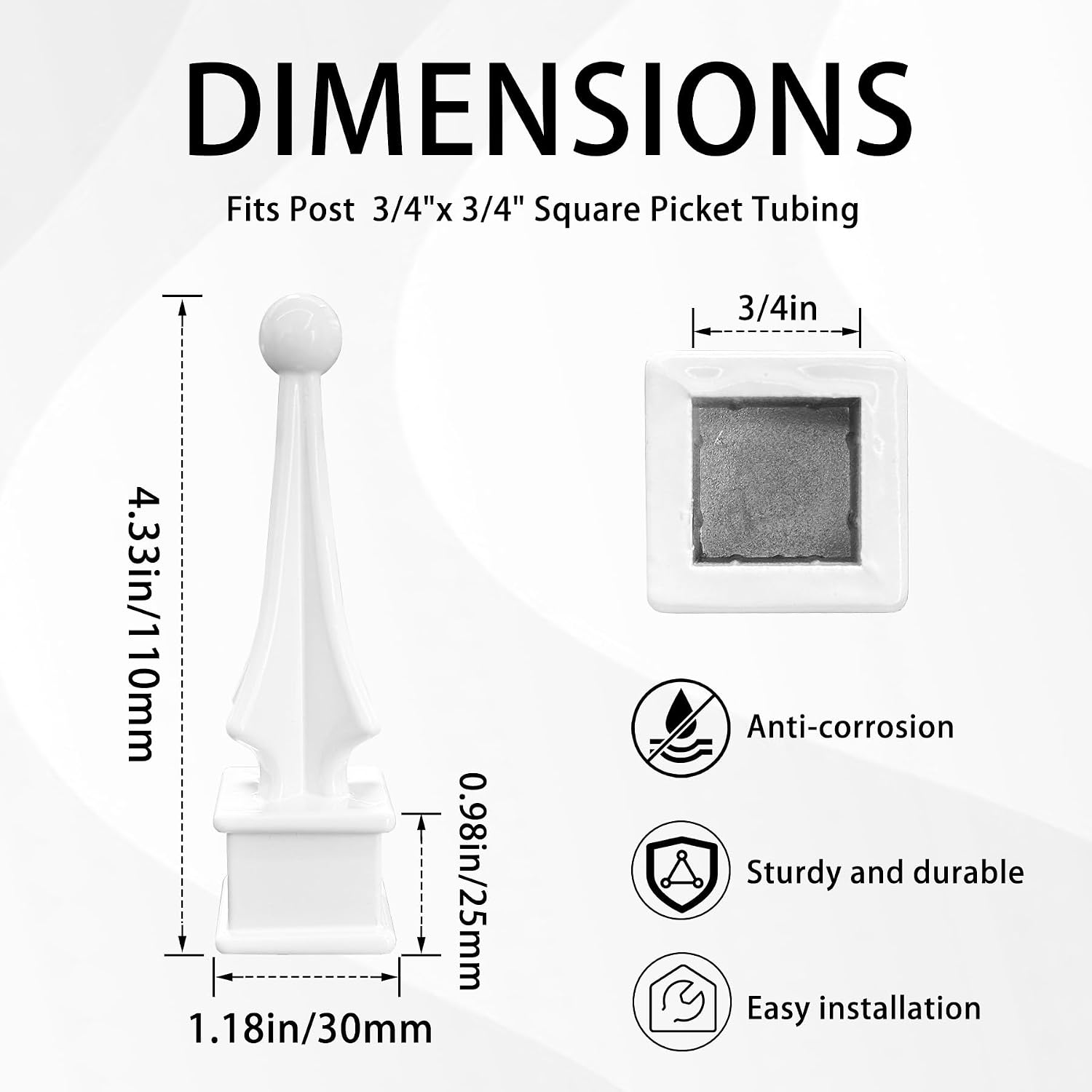 Detalle de ZXNhome Fence Finials for 3/4-Inch Square Posts