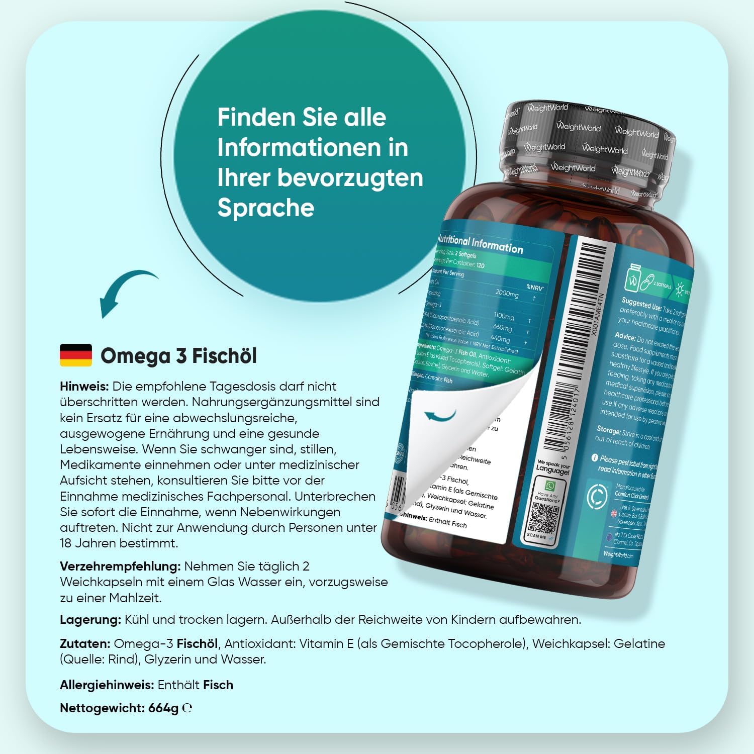 Thumbnail 3 de WeightWorld Omega 3 2000mg Weichkapseln