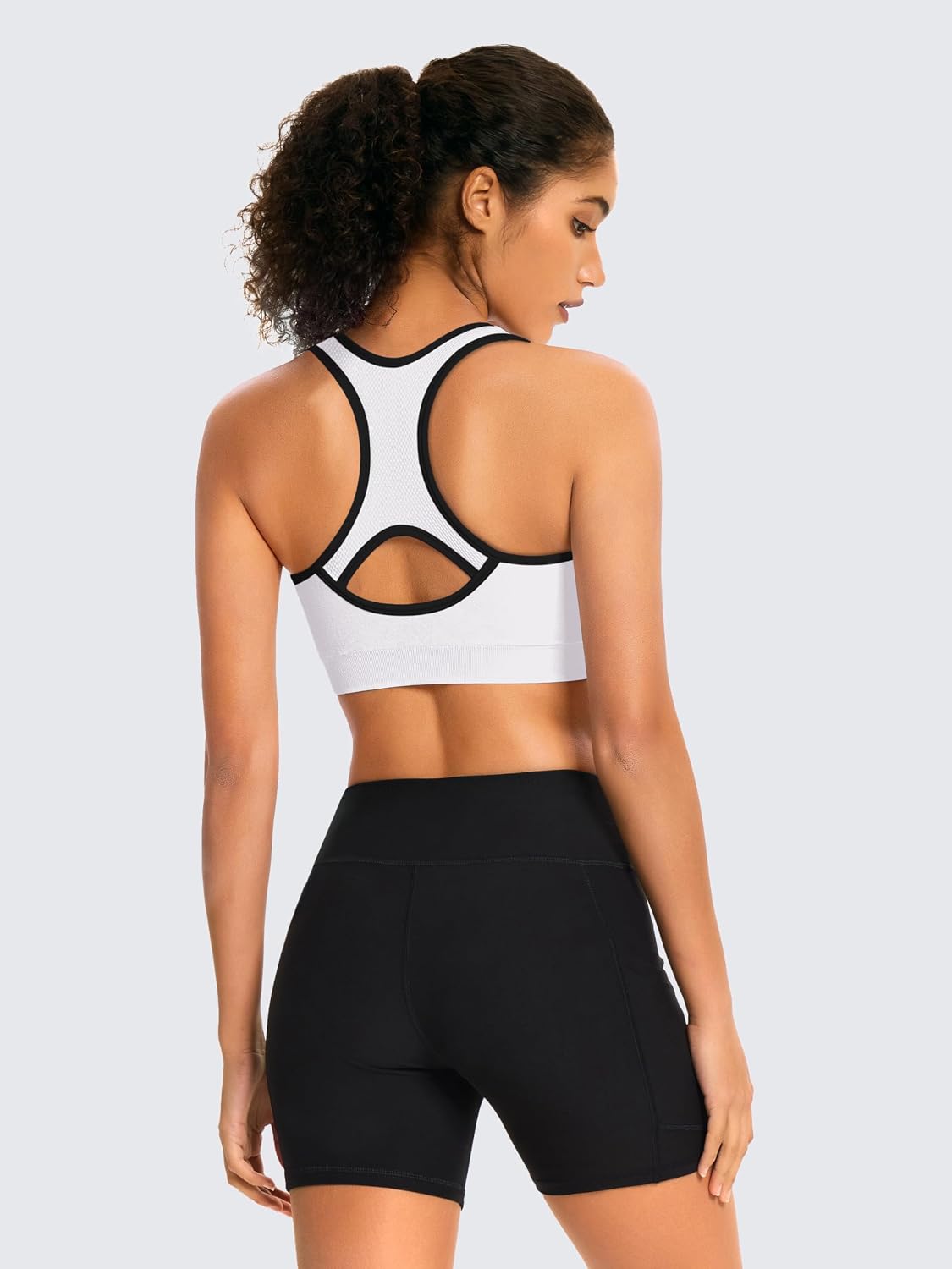 Detalle de AENLLEY Seamless Wireless Racerback High Impact Sports Bra for Women