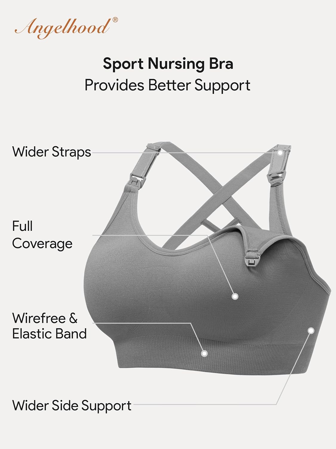Detalle 2 de HBselect Sport Schwangerschafts Still BH – nahtlos, bügel- und schlankes Cross-Back Design