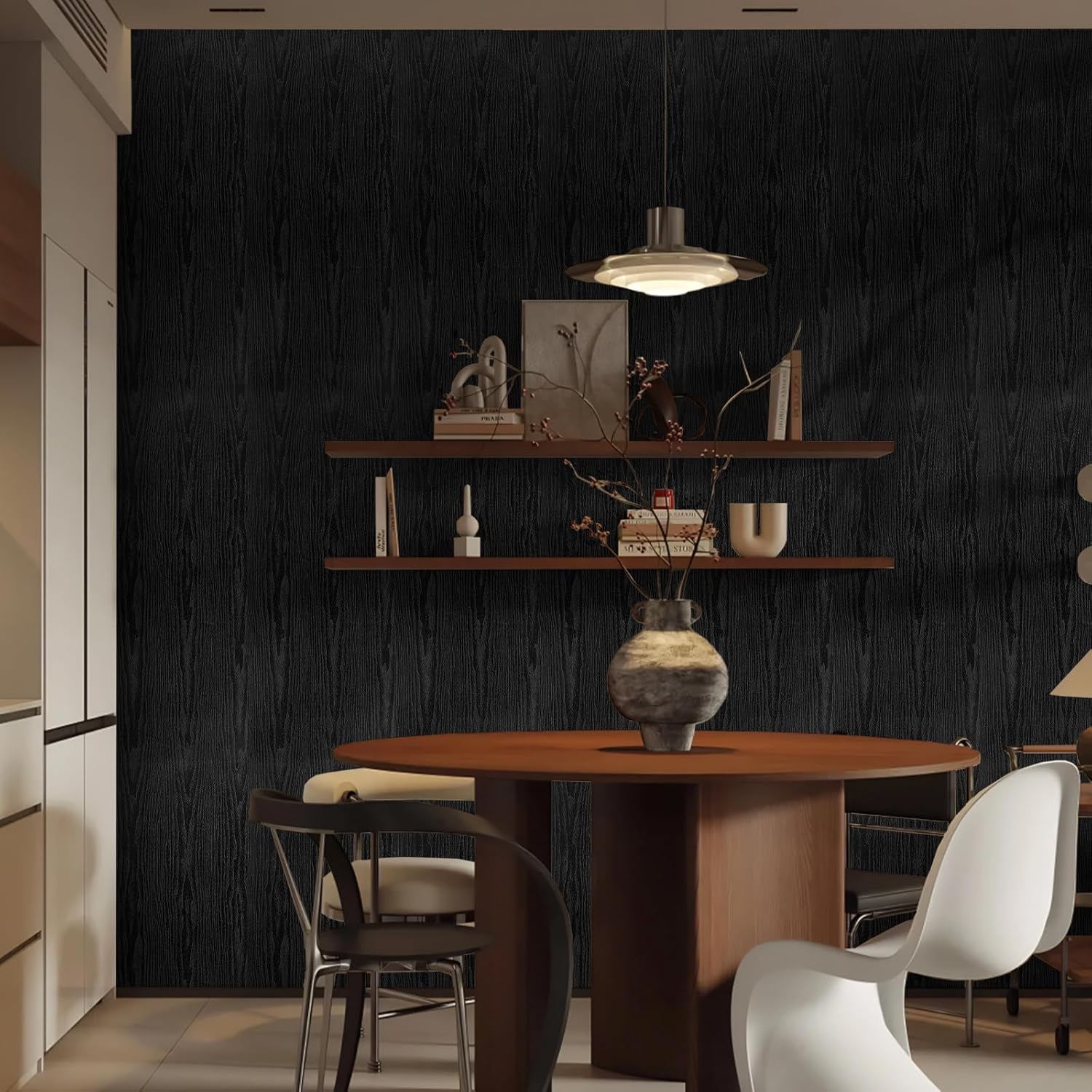Thumbnail 3 de Hode Black Wood Vinyl Wrap 30x200cm self-adhesive roll 🧻