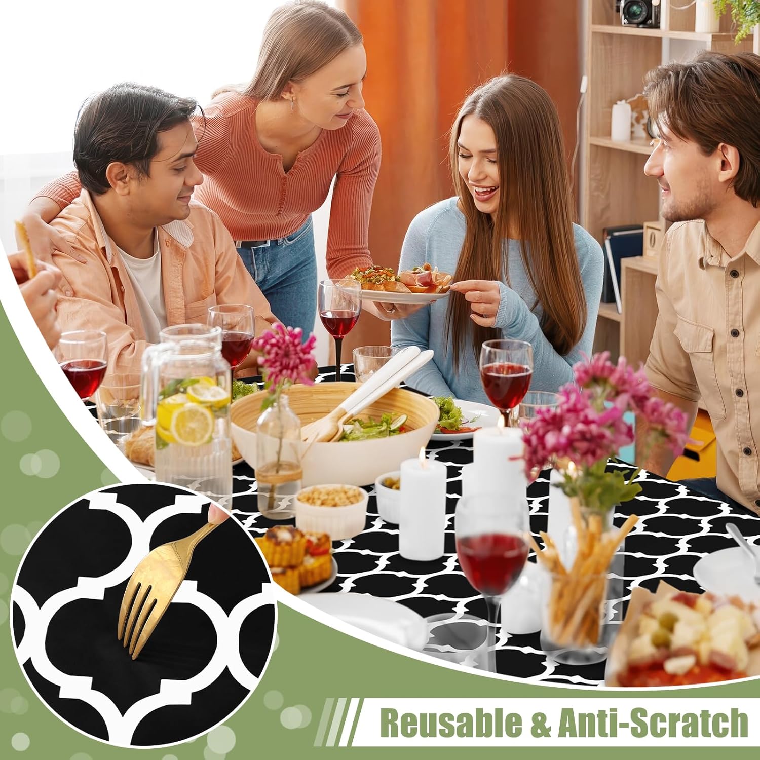Thumbnail 6 de Smiry Rectangle Picnic Table Cover – Waterproof Elastic Fitted Tablecloth for 8-Foot Tables (30x96 Inches)