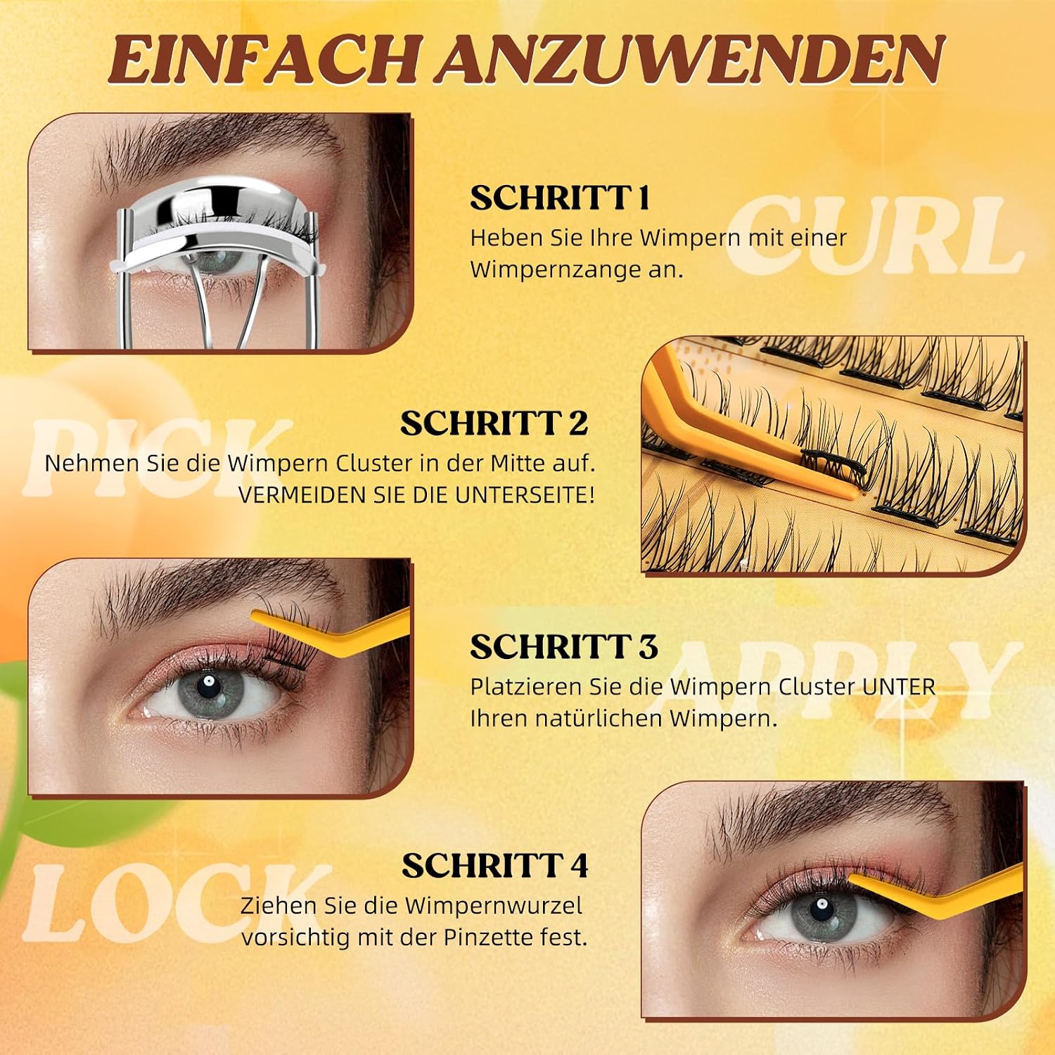 Detalle de QUEWEL Selbstklebende Wimpern Cluster 60 Stk. (10–16 mm) – ohne Kleber, wiederverwendbar