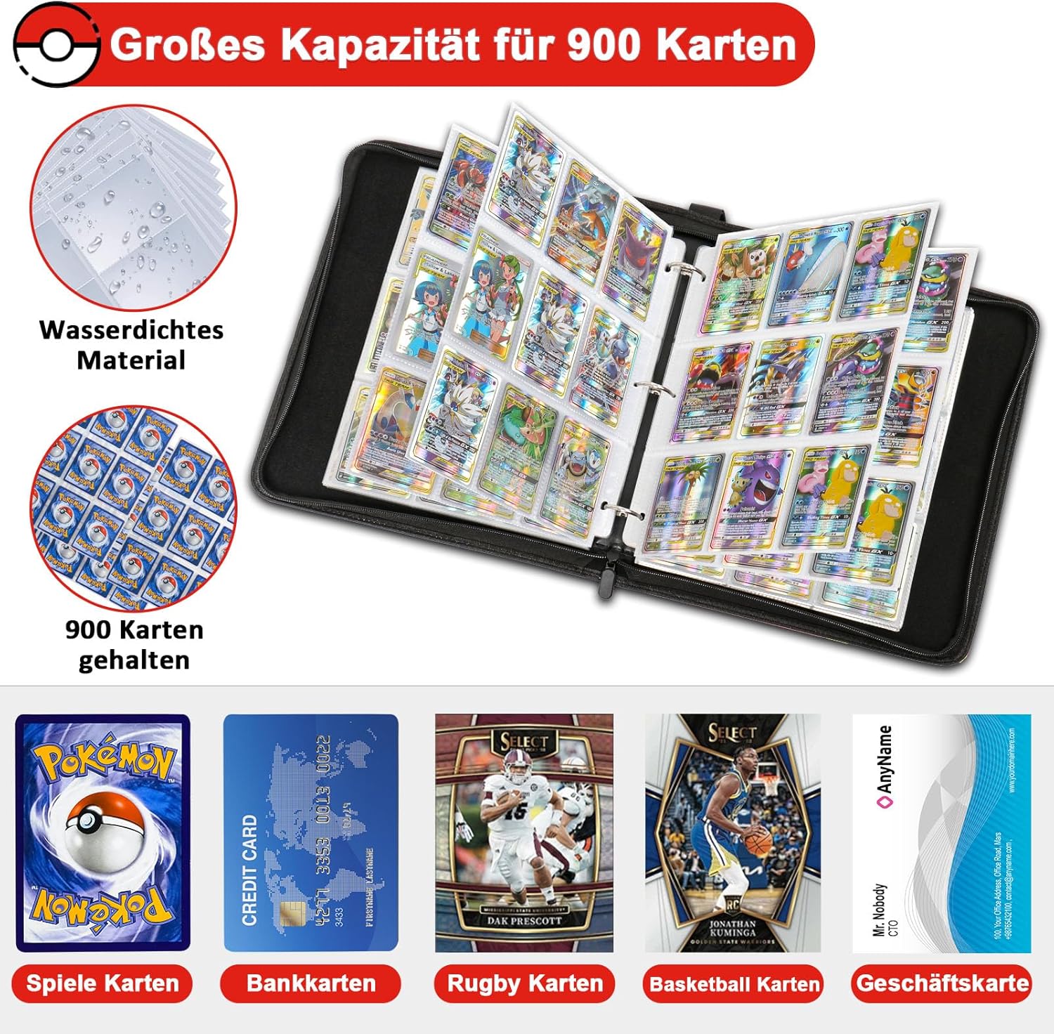 Thumbnail 3 de Card Binder for Kids L900 – 9 Pocket Trading Card Album with Zip, 900-Capacity Sleeves