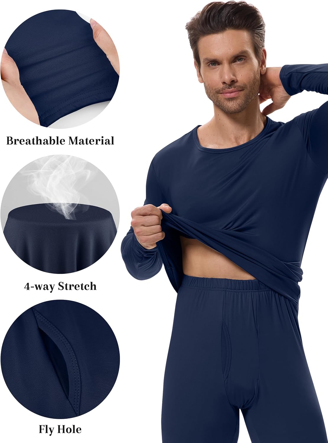 Detalle de URATOT Men's Thermal Underwear Set, 95% Polyester