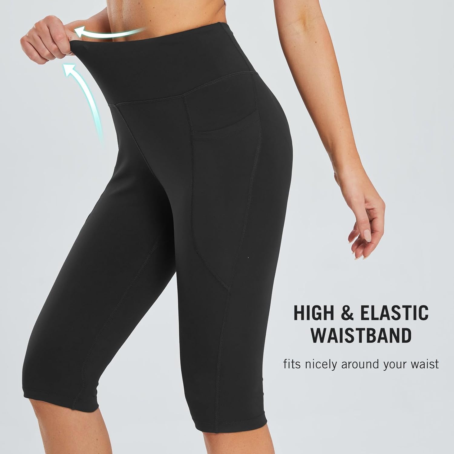 Thumbnail 3 de Baleaf Women's Capri Leggings with Pockets - High Waisted Knee Length for Yoga & Workouts