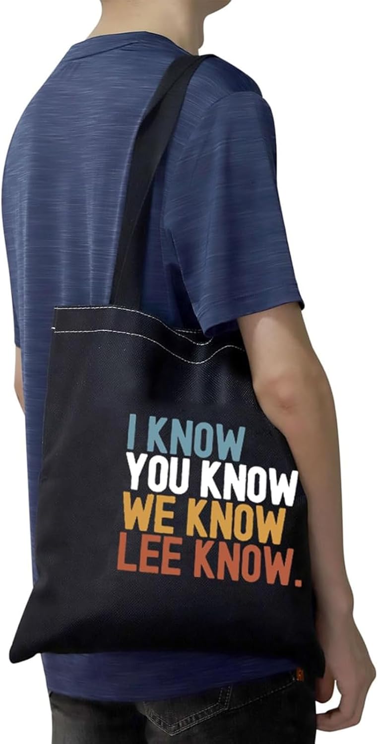 Detalle 2 de PXTIDY Inspired Tote Bag I Know You Know Lee Know SKZ Cartoon Character Tote Bag