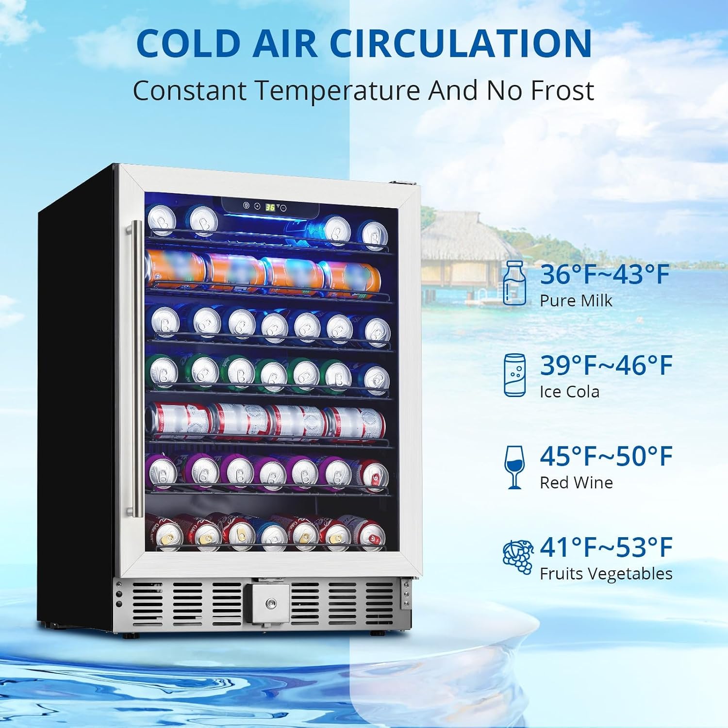Detalle de MAXSA 24-Inch Beverage Refrigerator, 5.1 Cu. Ft. with Digital Temperature Control