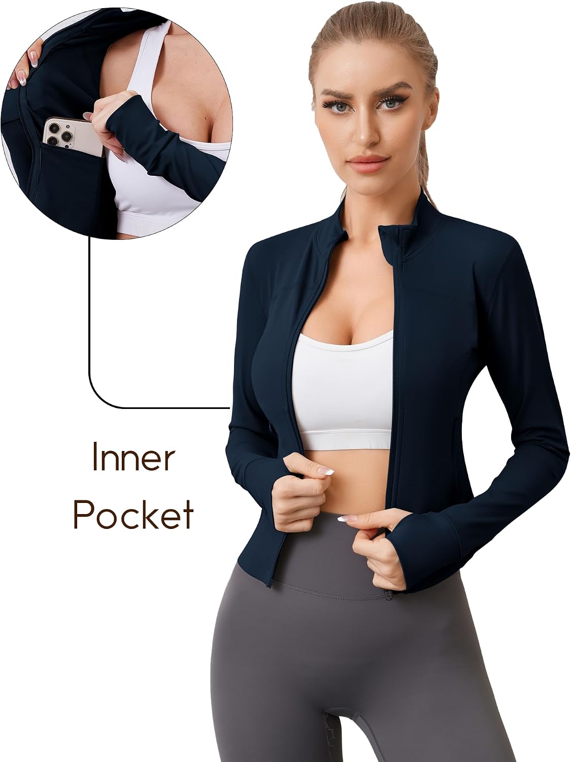 Detalle 1 de Sportjacke für Damen mit Daumenloch