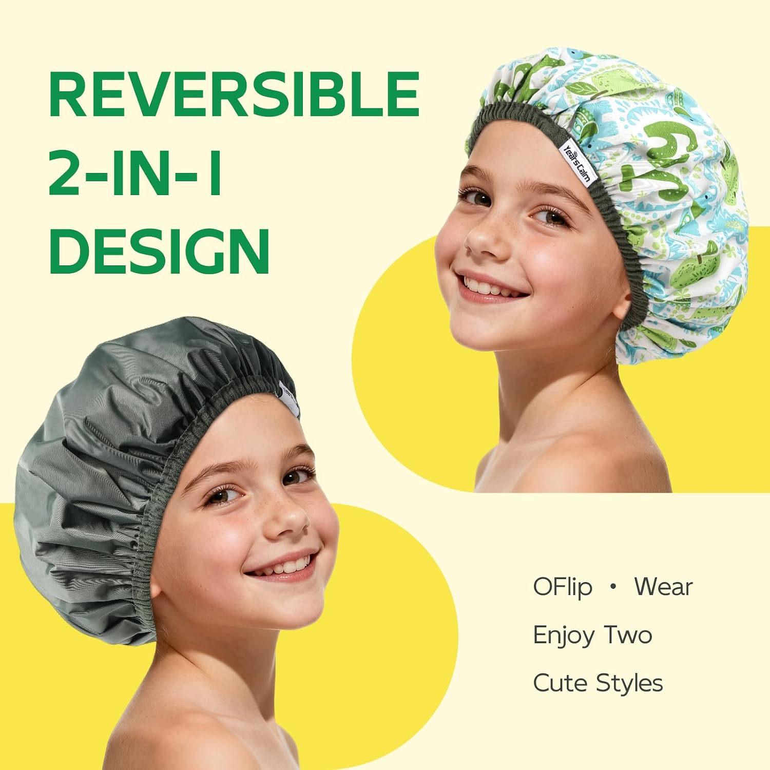 Detalle 2 de Years calm Kids Reversible Shower Cap, Waterproof Double-Layer Design